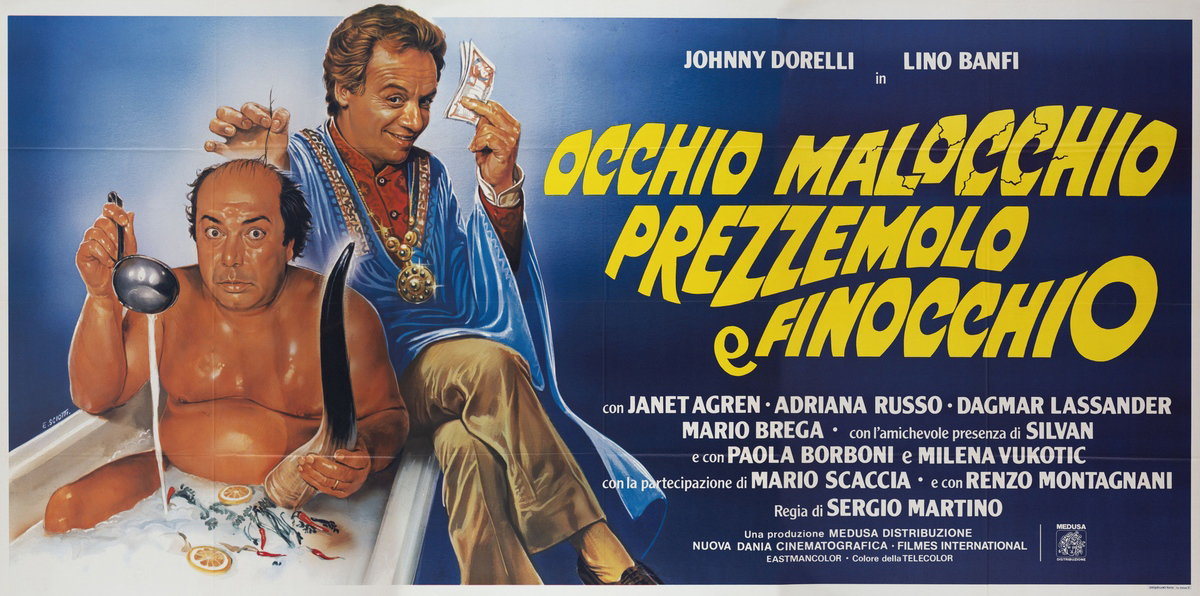 Poster 3 for the film Occhio, malocchio, prezzemolo e finocchio (1983), painted by Enzo Sciotti