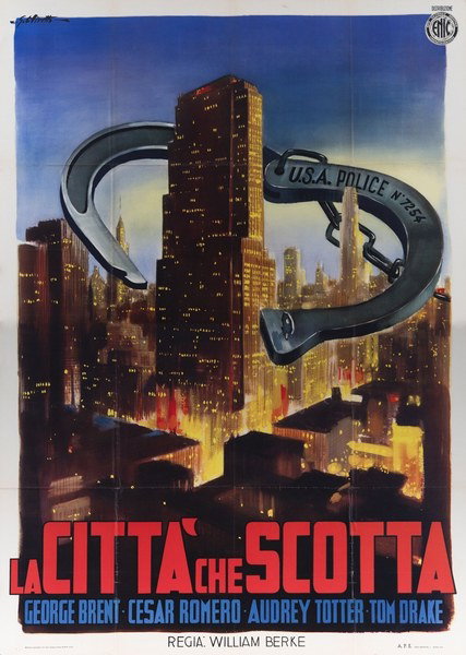 Poster 2 for the film FBI Girl (1951), painted by Giorgio Olivetti