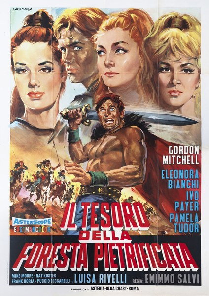 Manifesto 2 per il film Il tesoro della foresta pietrificata (1965), dipinto da Giovanni Di Stefano