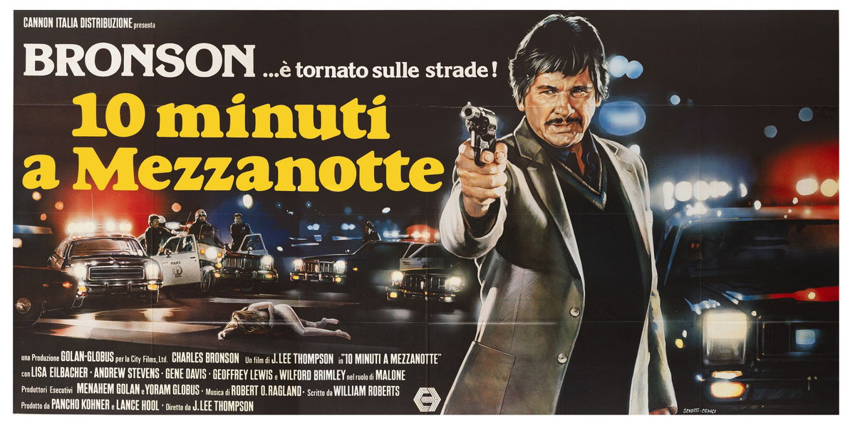 Manifesto 2 per il film 10 minuti a mezzanotte (1983), dipinto da Enzo Sciotti, Renzo Cenci