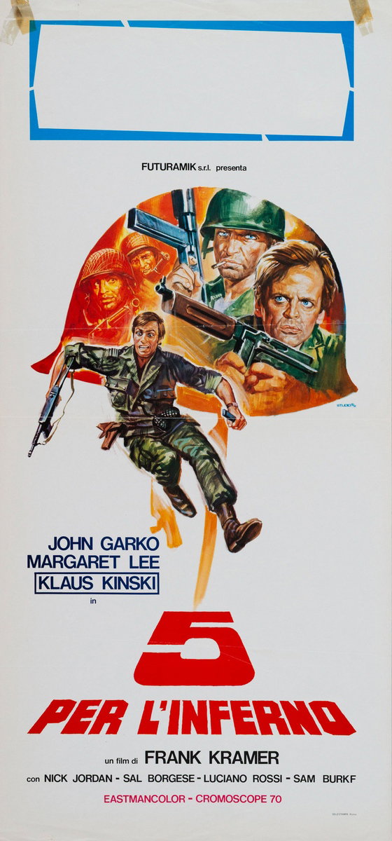 Locandina 2 per il film 5 per l'inferno (1968), dipinto da Studio E2 (Sciotti-Tarantelli)