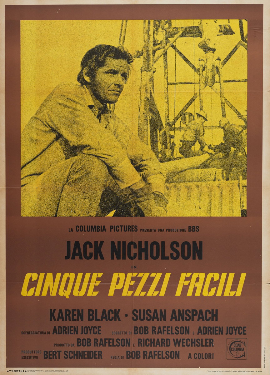 Manifesto 3 per il film Cinque pezzi facili (1970)