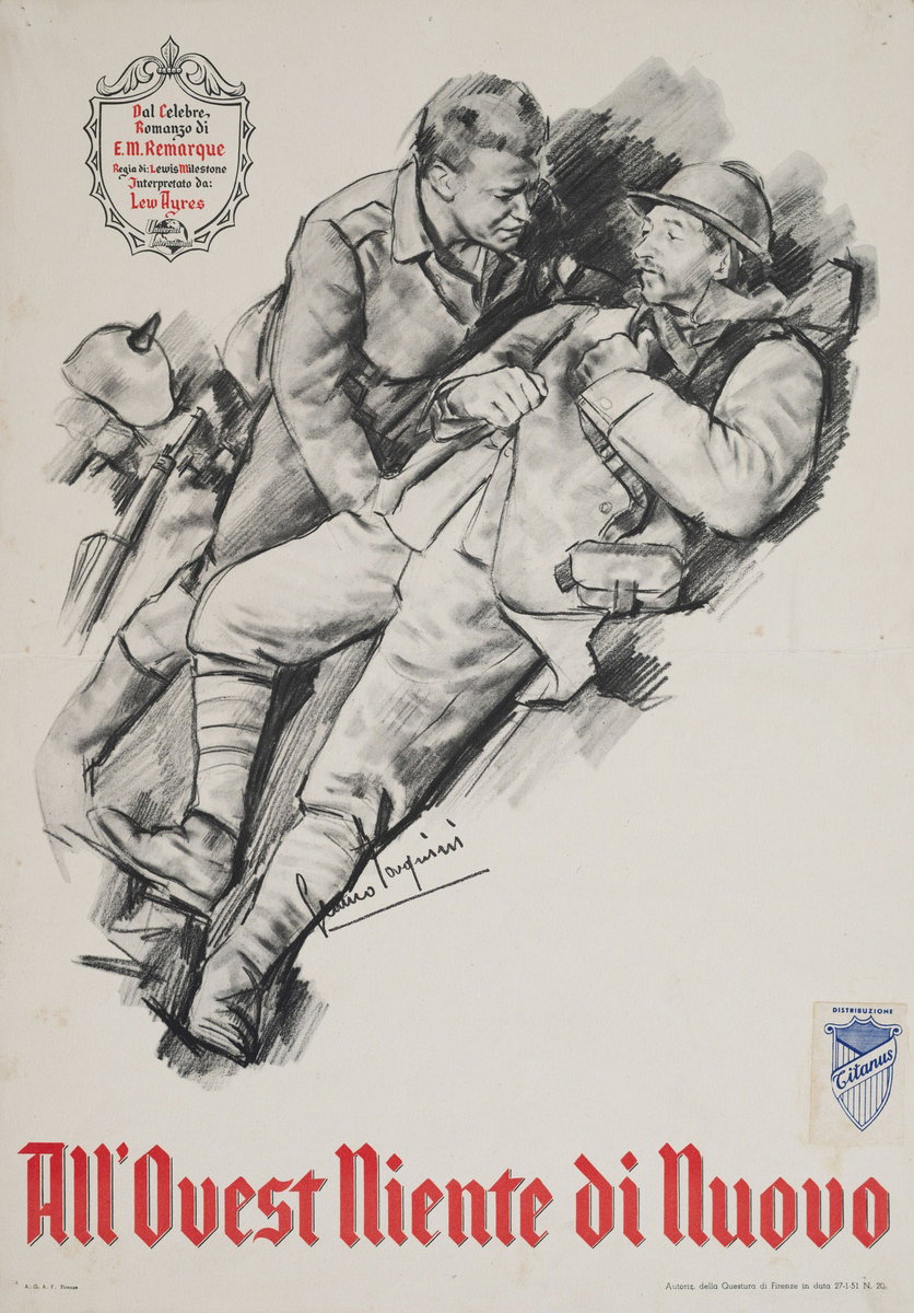 Lobby Card 3 for the film All Quiet on the Western Front (1930), painted by Franco Tarquini