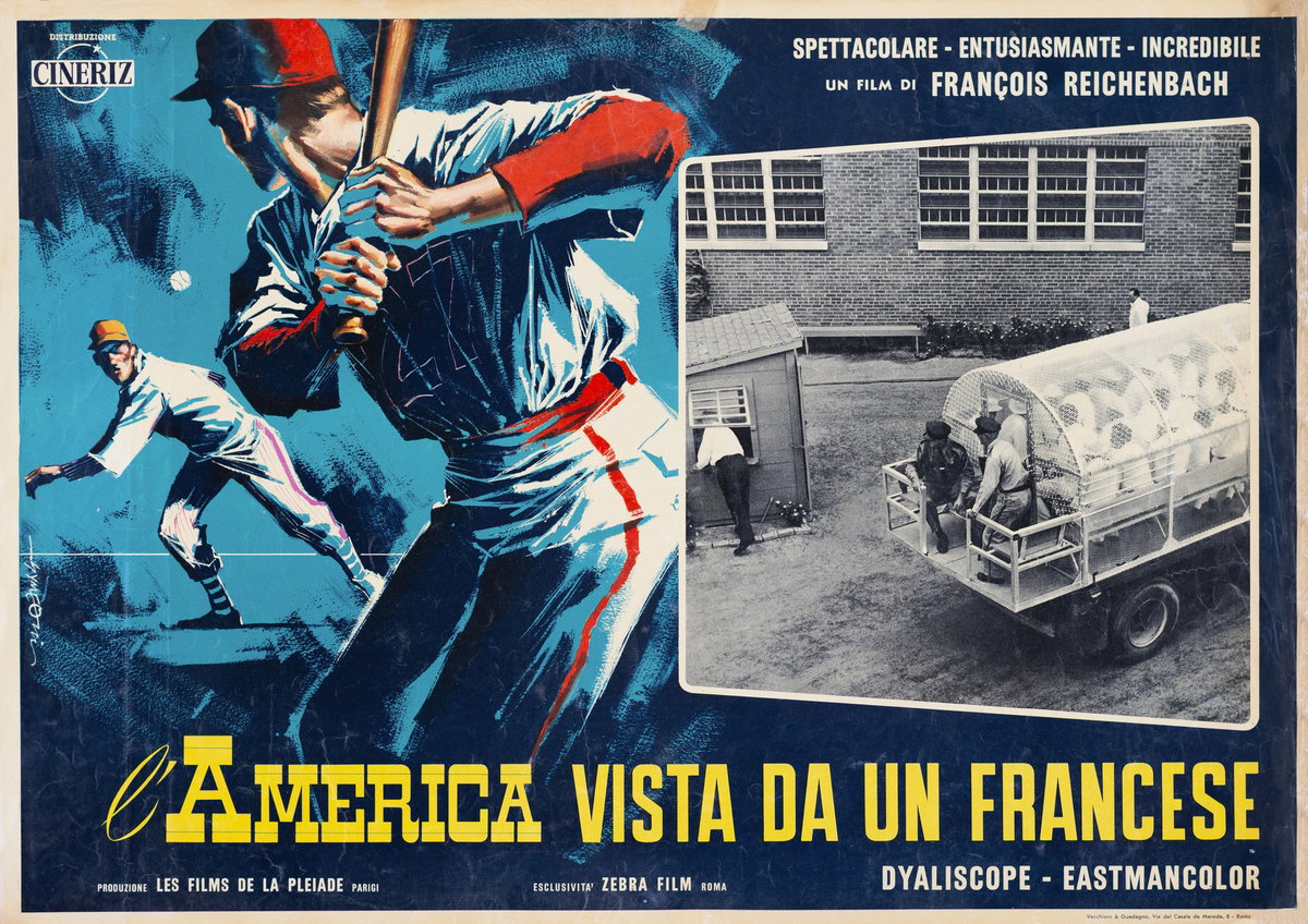 Lobby Card 3 for the film America as Seen by a Frenchman (1960), painted by Sandro Simeoni (Symeoni)