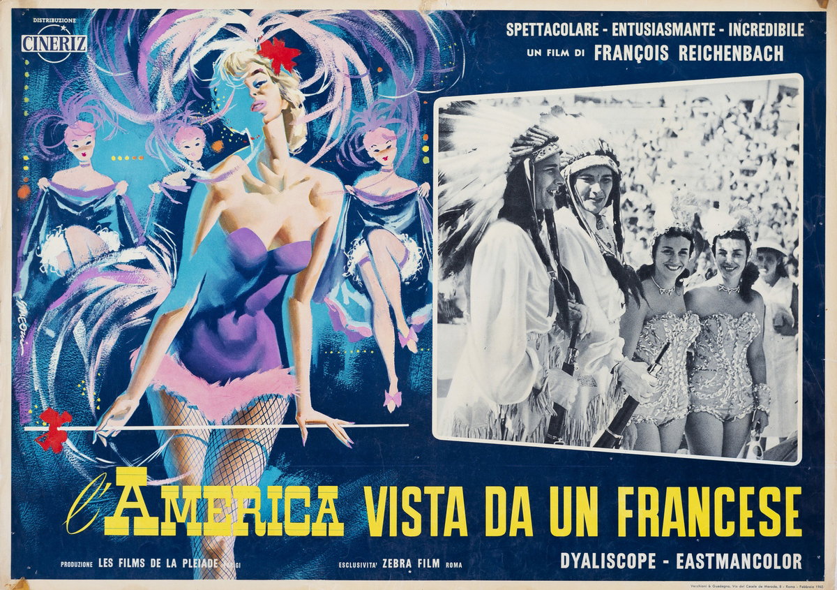 Lobby Card 6 for the film America as Seen by a Frenchman (1960), painted by Sandro Simeoni (Symeoni)