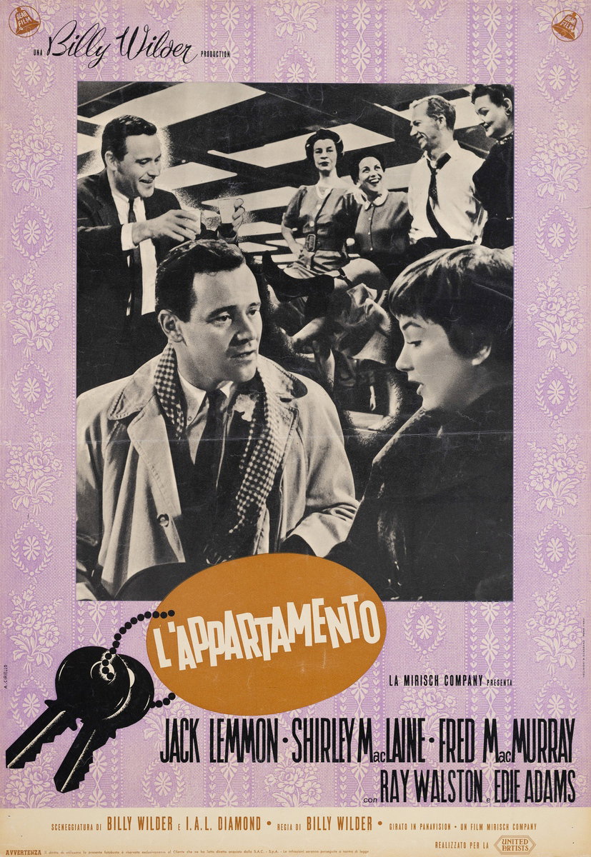 Fotobusta 2 per il film L'appartamento (1960), dipinto da Averardo Ciriello