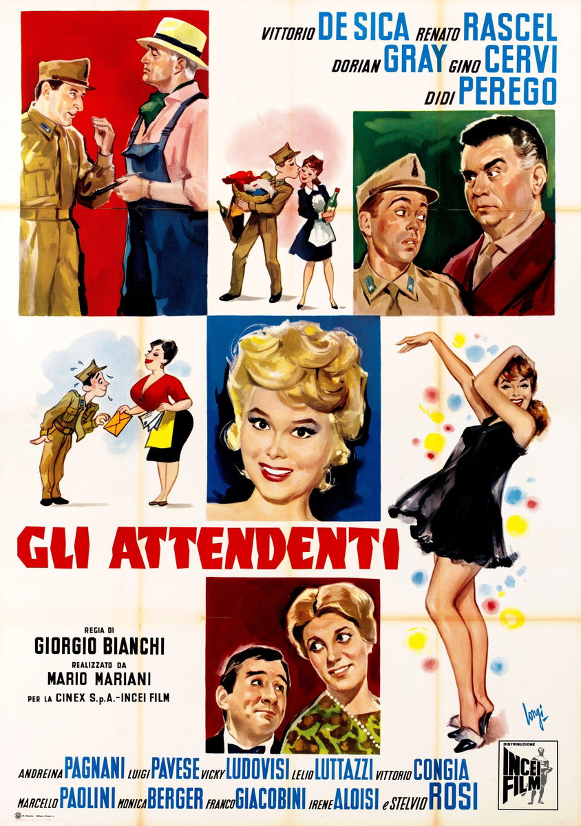Manifesto 2 per il film Gli attendenti (1961), dipinto da Carlantonio Longi