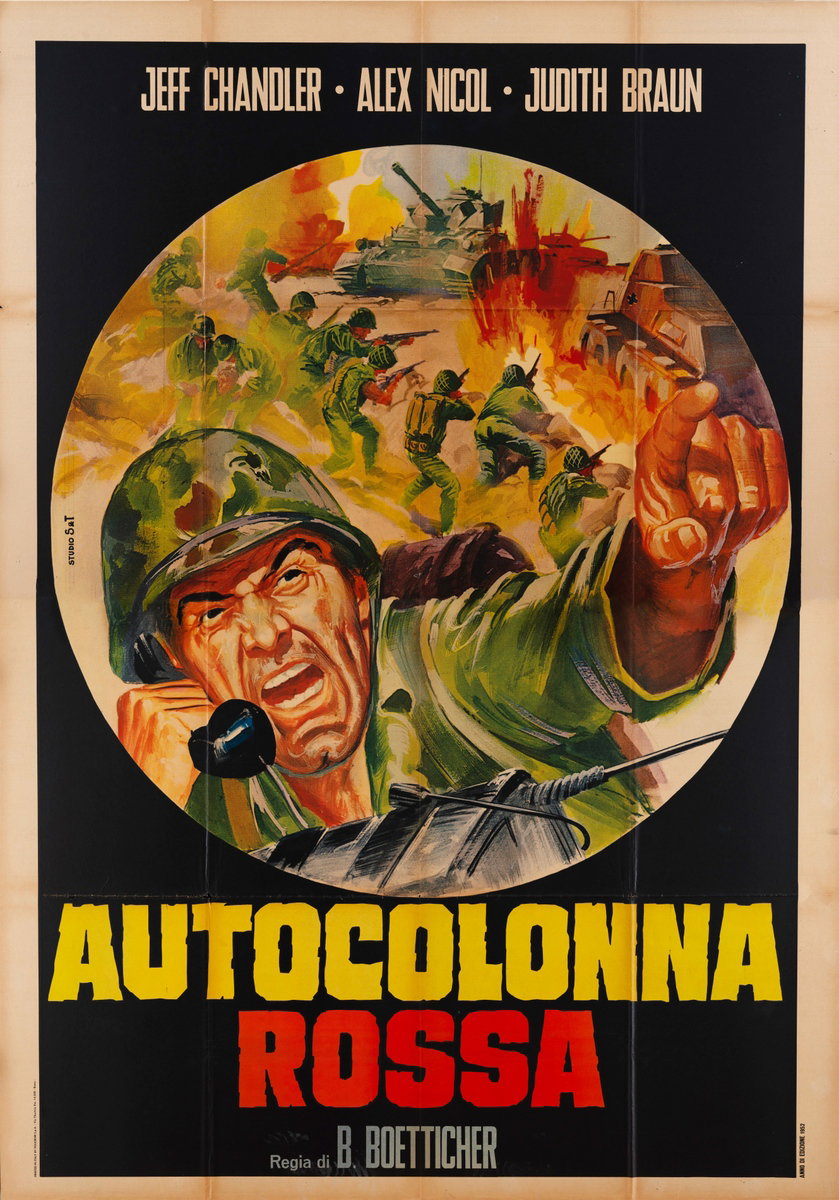 Manifesto 2 per il film L'autocolonna rossa (1952), dipinto da Studio Scalera e Tarantelli