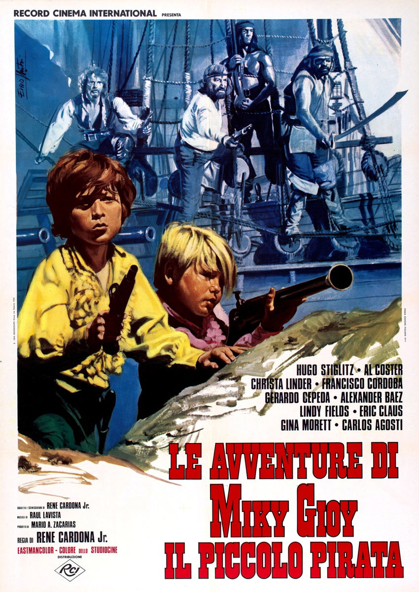 Poster 2 for the film Le avventure di Miky Gioy il piccolo pirata (1972), painted by Lorenzo Nistri (Enzo)
