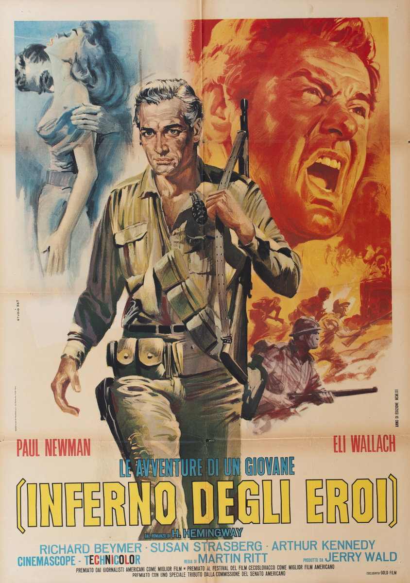 Poster 2 for the film Hemingway’s Adventures of a Young Man (1962), painted by Studio Scalera e Tarantelli