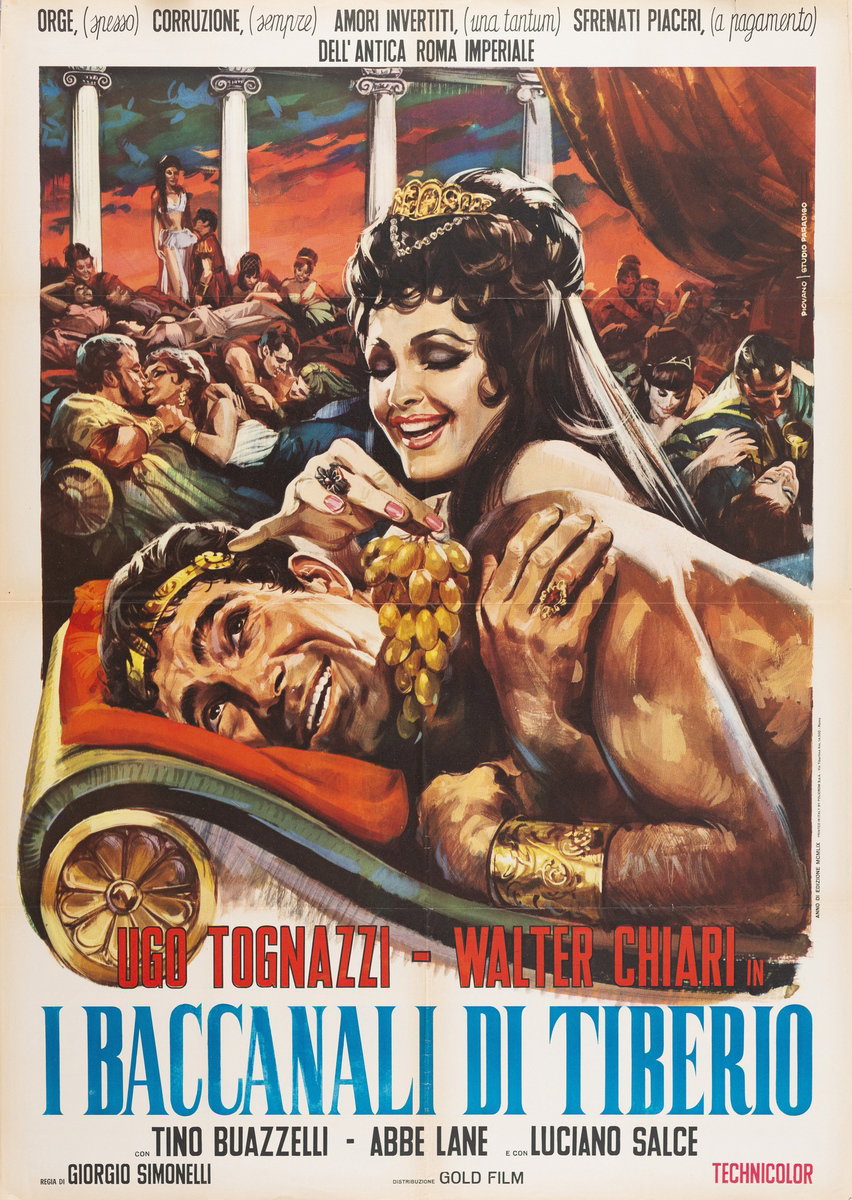 Manifesto 2 per il film I baccanali di Tiberio (1960), dipinto da Mario Piovano