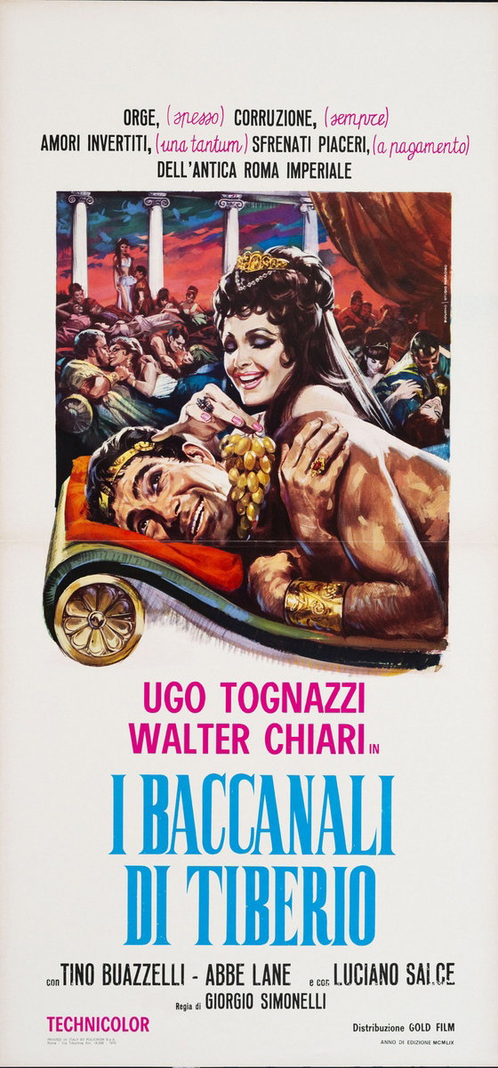 Locandina 2 per il film I baccanali di Tiberio (1960), dipinto da Mario Piovano