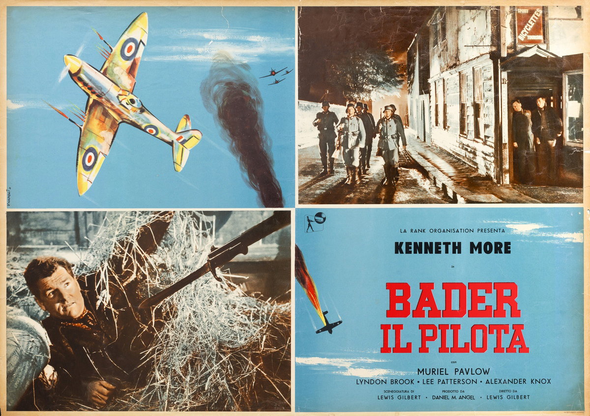 Fotobusta 2 per il film Bader il pilota (1956), dipinto da V. Napoli
