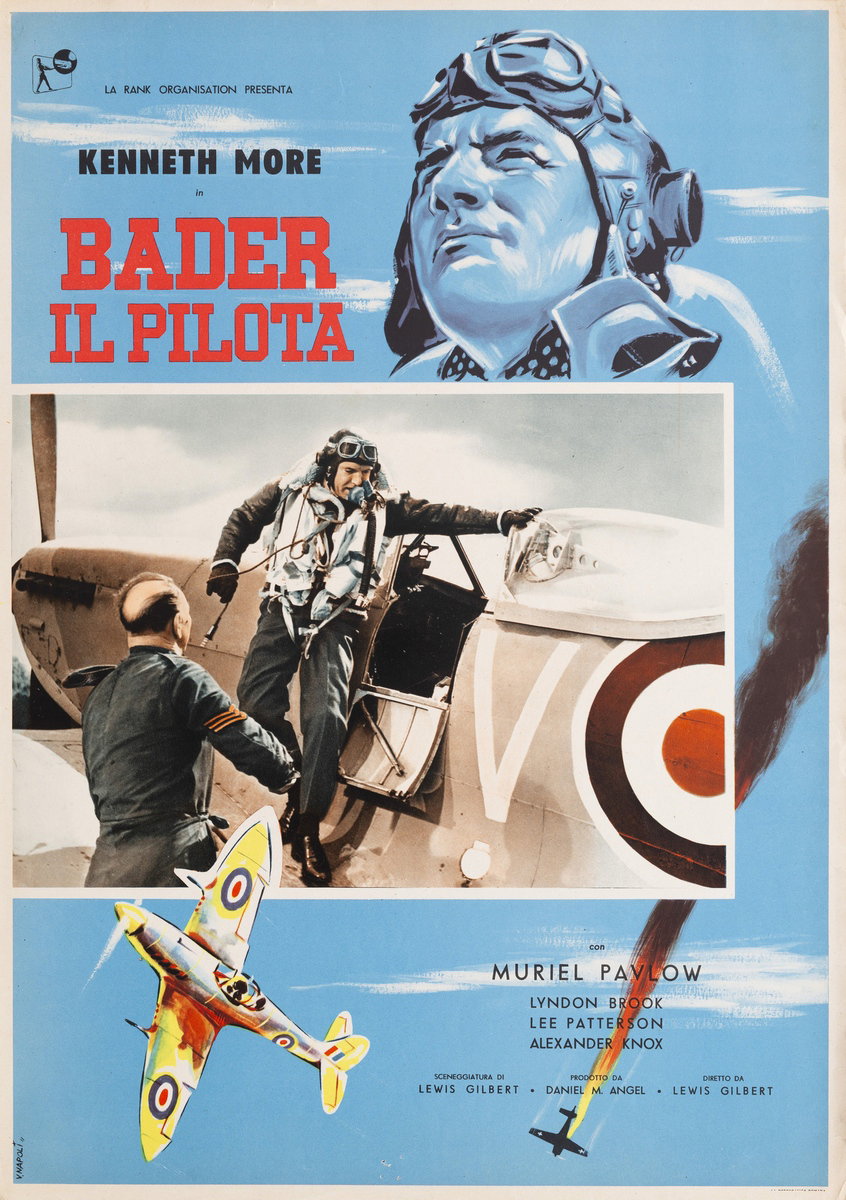 Fotobusta 6 per il film Bader il pilota (1956), dipinto da V. Napoli