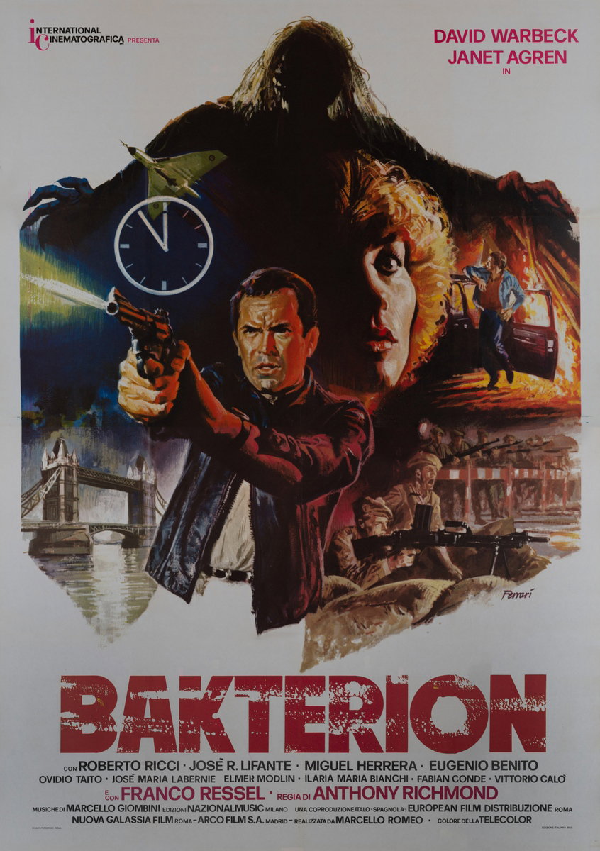 Manifesto 2 per il film Bakterion (1982), dipinto da Mario Ferrari (Mafè)