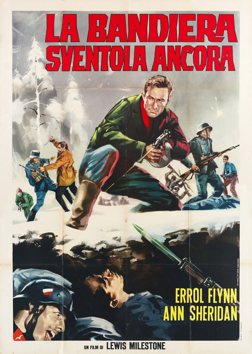 Manifesto 2 per il film La bandiera sventola ancora (1943), dipinto da Mario Piovano