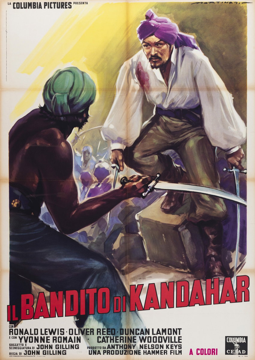 Manifesto 2 per il film Il bandito di Kandahar (1965), dipinto da Luigi Martinati