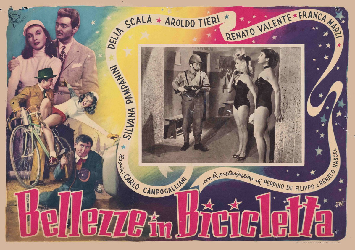 Fotobusta 3 per il film Bellezze in bicicletta (1951), dipinto da Francesco Fiorenzi
