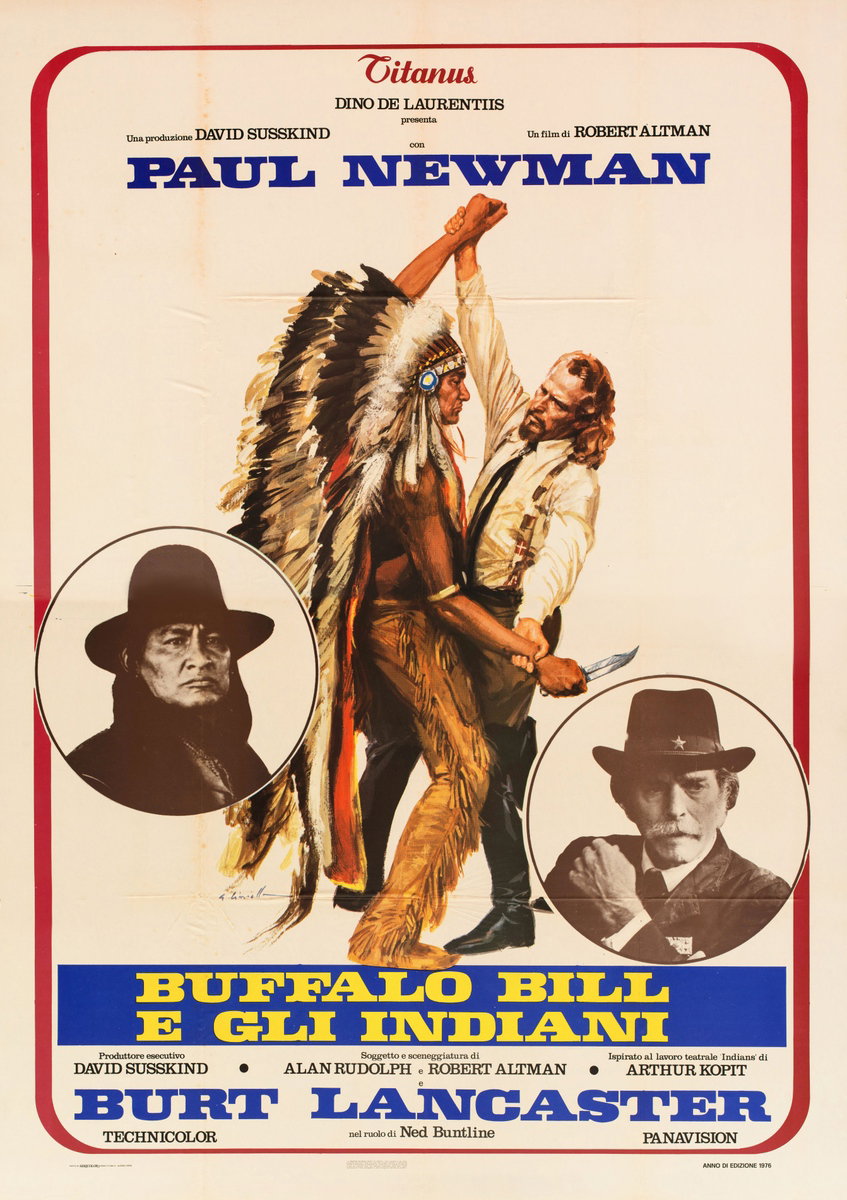 Poster 2 for the film Buffalo Bill and the Indians, or Sitting Bull's History Lesson (1976), painted by Averardo Ciriello
