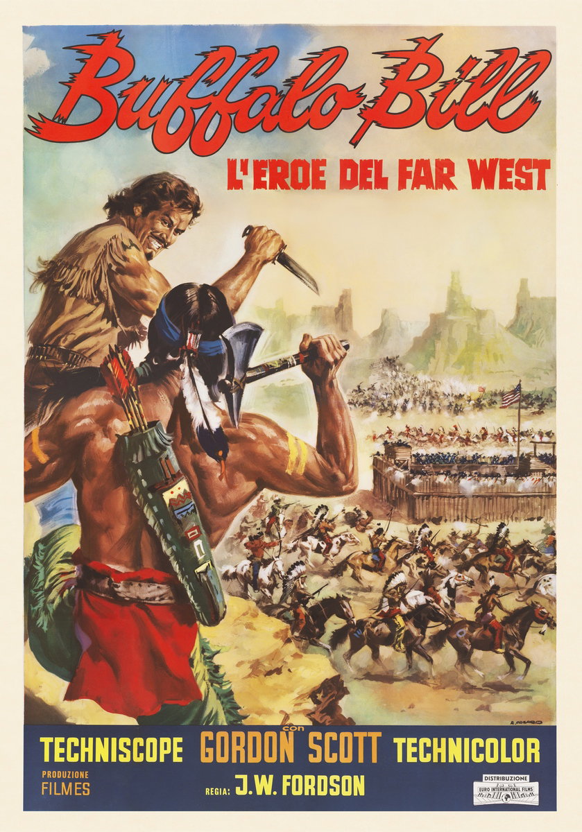 Manifesto 2 per il film Buffalo Bill, l'eroe del far west (1964), dipinto da Renato Casaro (Renè)