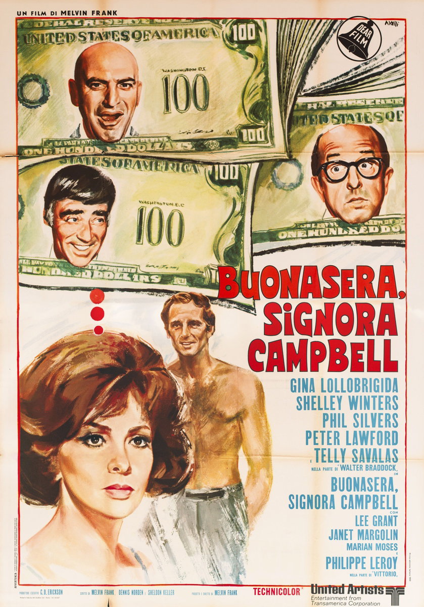 Manifesto 2 per il film Buonasera, signora Campbell (1968), dipinto da Agatino Avelli