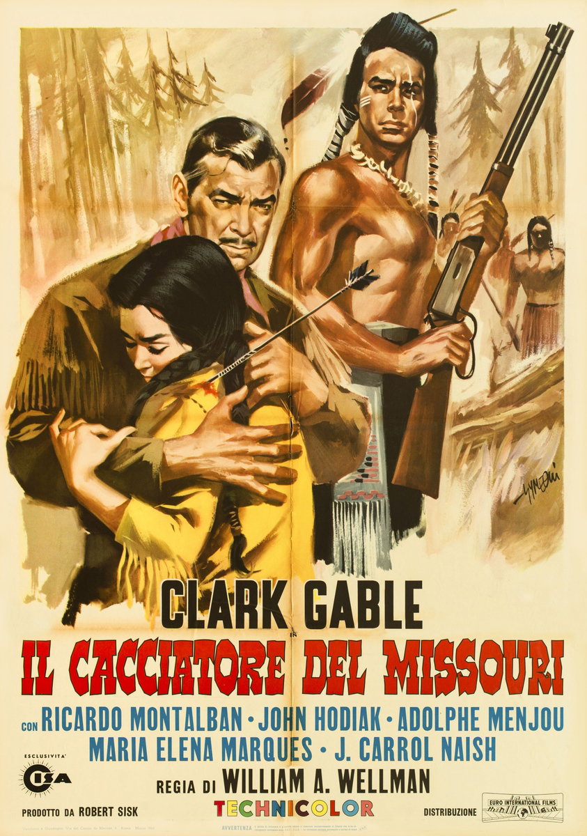 Manifesto 2 per il film Il cacciatore del Missouri (1951), dipinto da Sandro Simeoni (Symeoni)