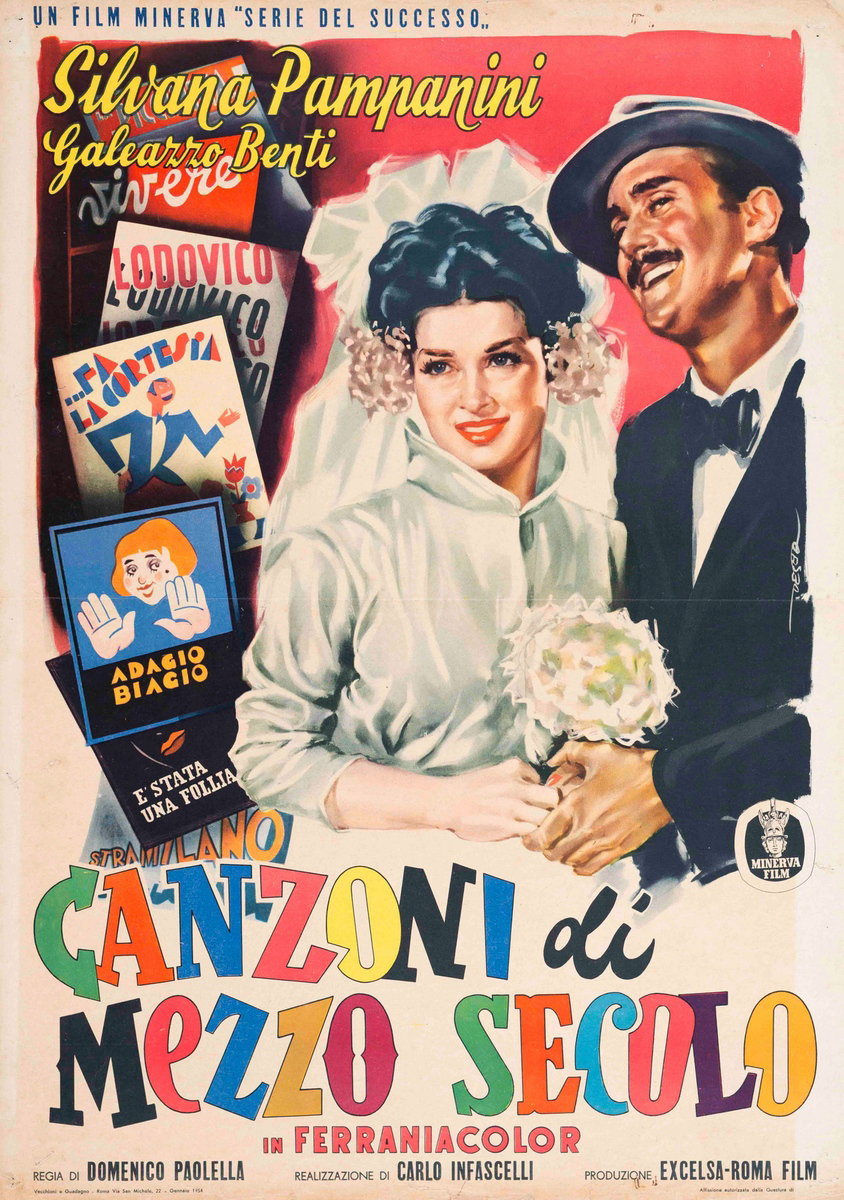 Fotobusta 6 per il film Canzoni di mezzo secolo (1952), dipinto da Enrico De Seta