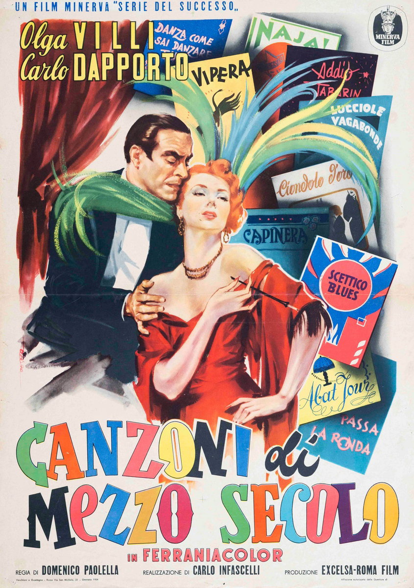 Fotobusta 3 per il film Canzoni di mezzo secolo (1952), dipinto da Enrico De Seta
