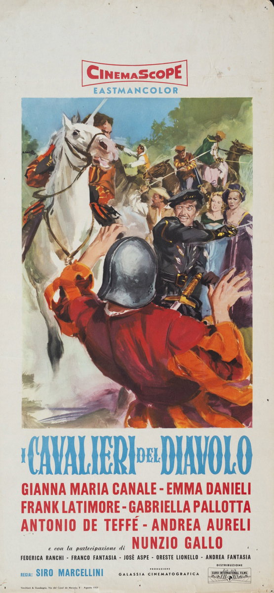 Locandina 2 per il film I cavalieri del diavolo (1959), dipinto da Averardo Ciriello