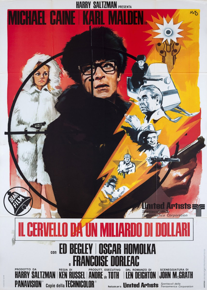 Manifesto 2 per il film Il cervello da un miliardo di dollari (1967), dipinto da Silvano Campeggi (Nano)