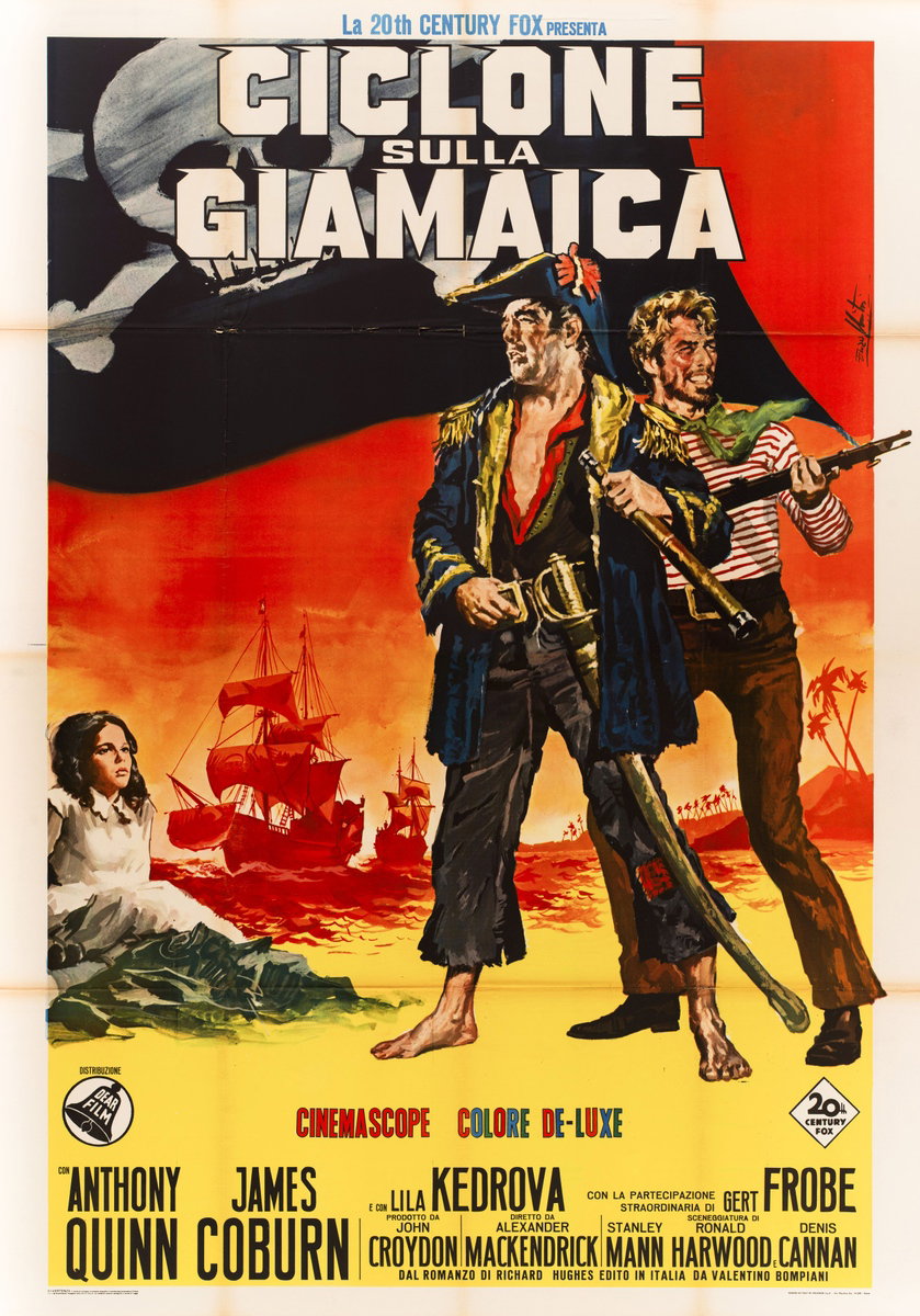 Poster 2 for the film A High Wind in Jamaica (1965), painted by Lorenzo Nistri (Enzo)