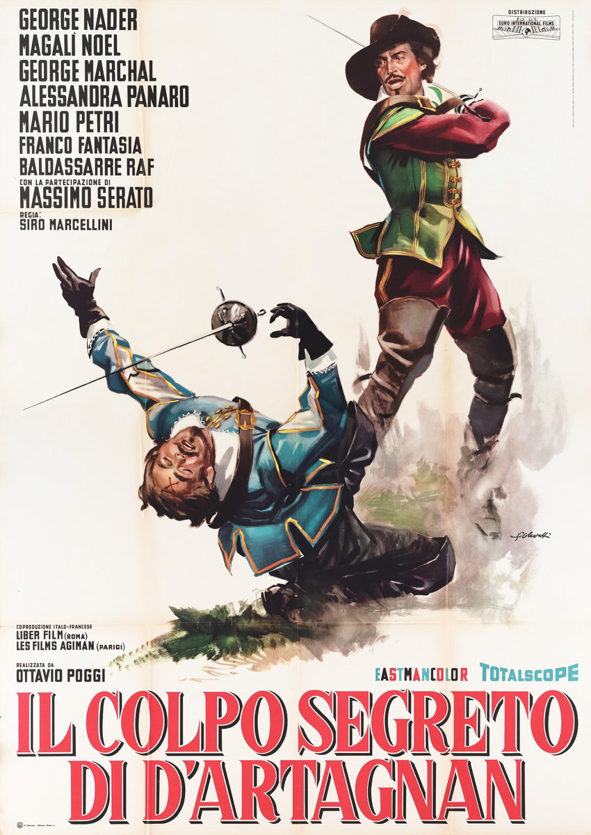 Manifesto 3 per il film Il colpo segreto di d'Artagnan (1962), dipinto da Giorgio Olivetti