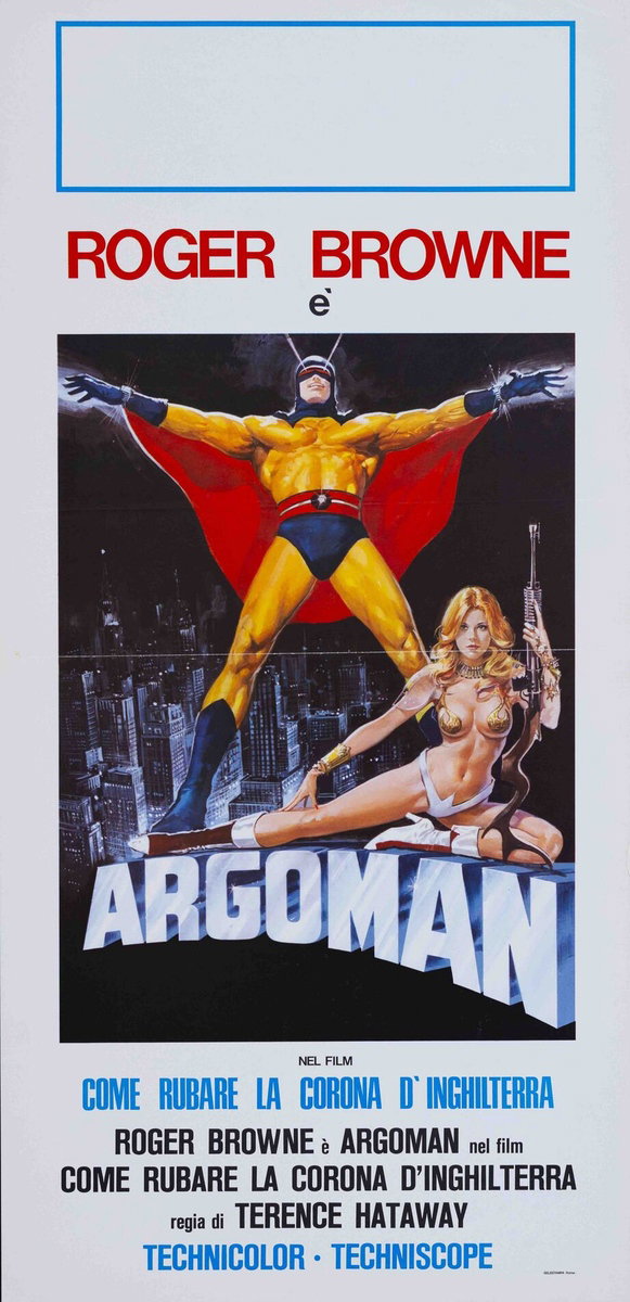 Locandina 2 for the film Argoman the Fantastic Superman (1967), painted by Renato Casaro (Renè)