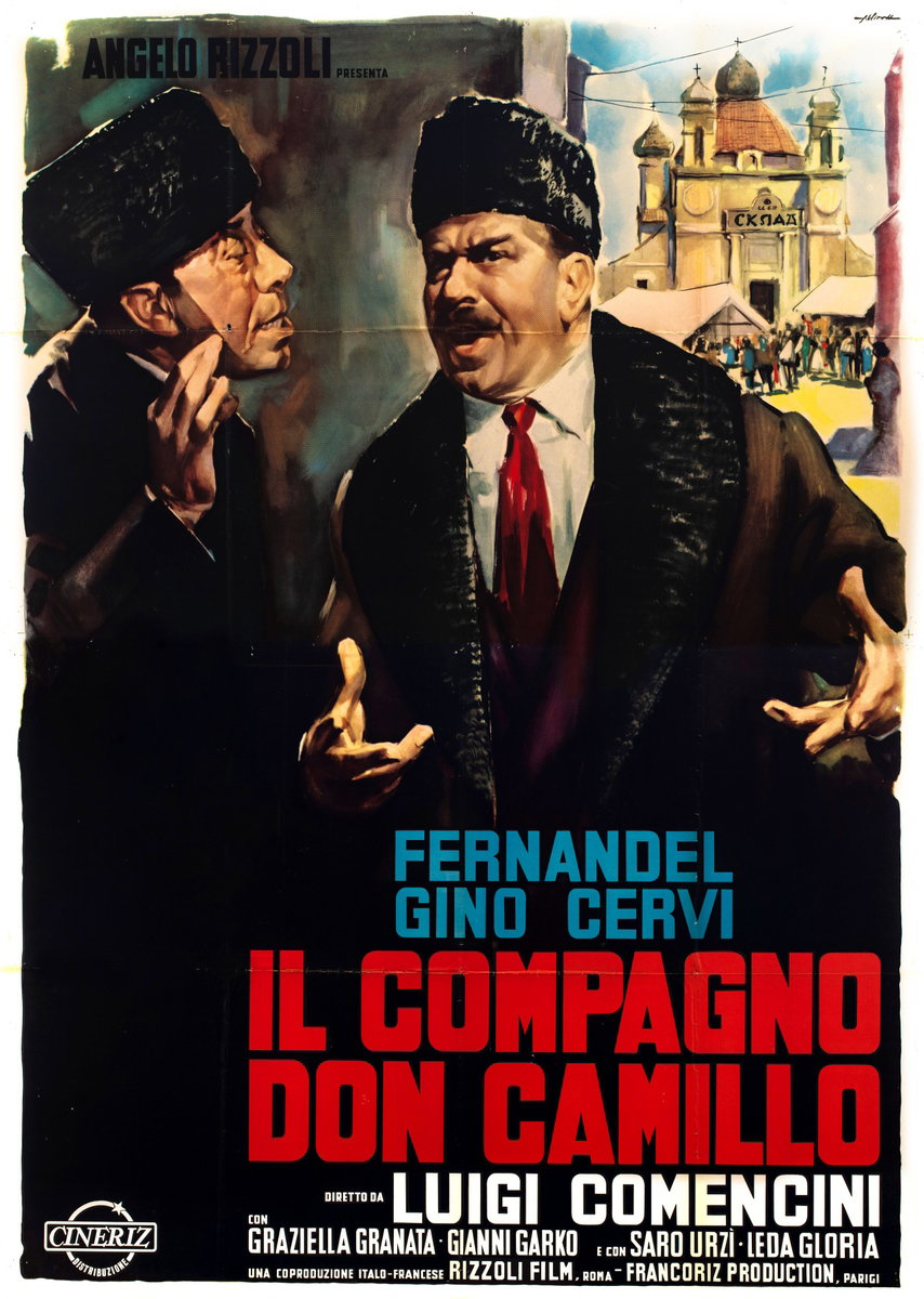 Manifesto 2 per il film Il compagno Don Camillo (1965), dipinto da Giorgio Olivetti