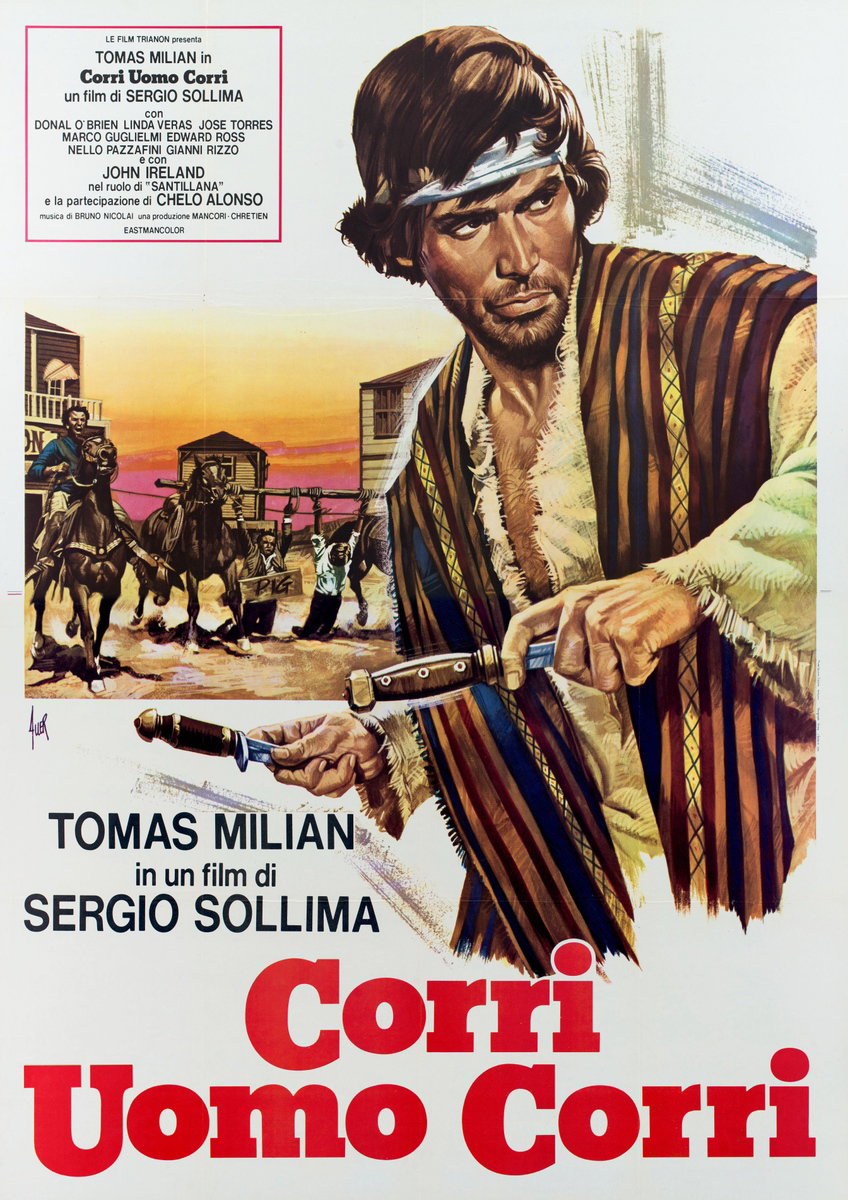Manifesto 2 per il film Corri uomo corri (1968), dipinto da Giovanni Alessandri (Aller)