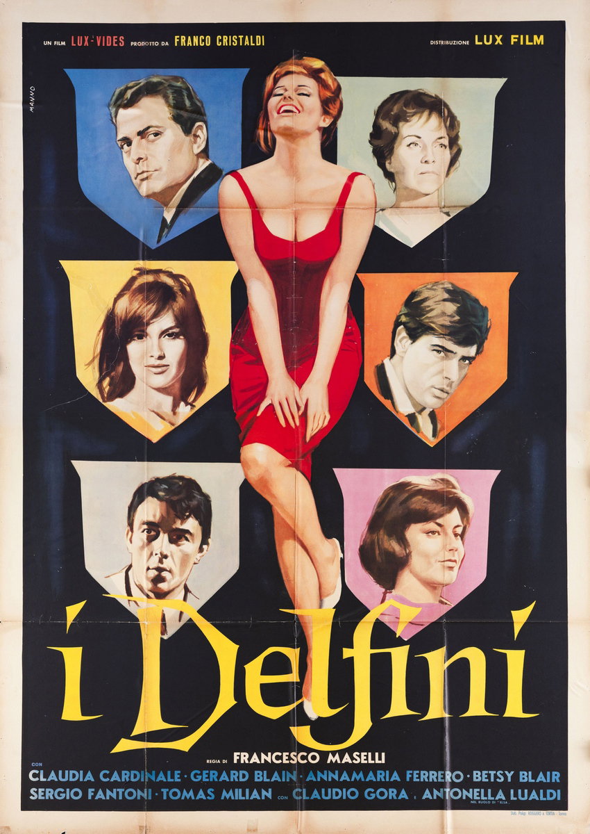 Manifesto 2 per il film I delfini (1960), dipinto da Dante Manno