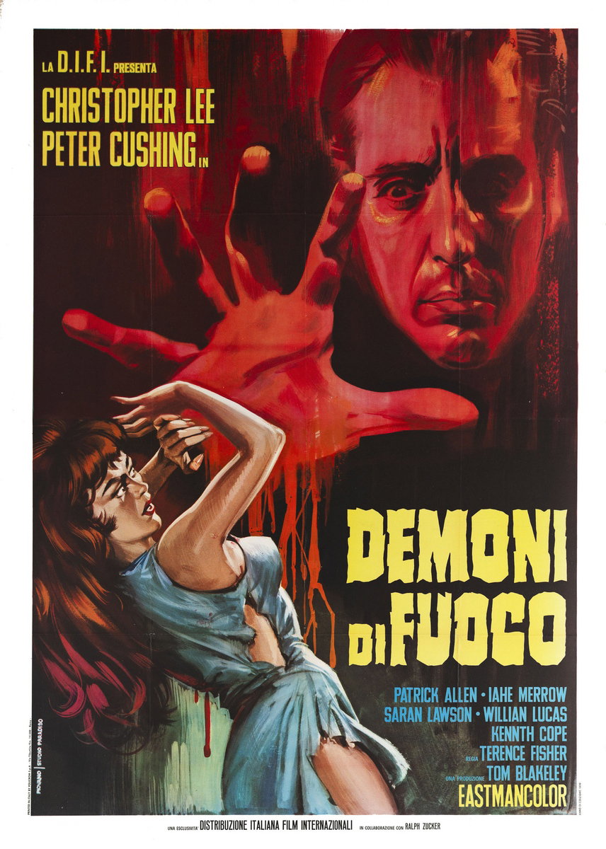 Manifesto 2 per il film Demoni di fuoco (1967), dipinto da Mario Piovano