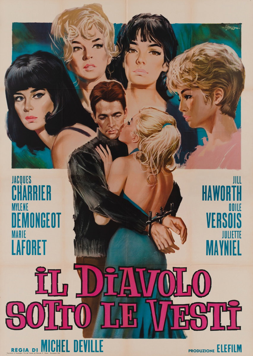 Manifesto 2 per il film Il diavolo sotto le vesti (1963), dipinto da Sandro Simeoni (Symeoni)