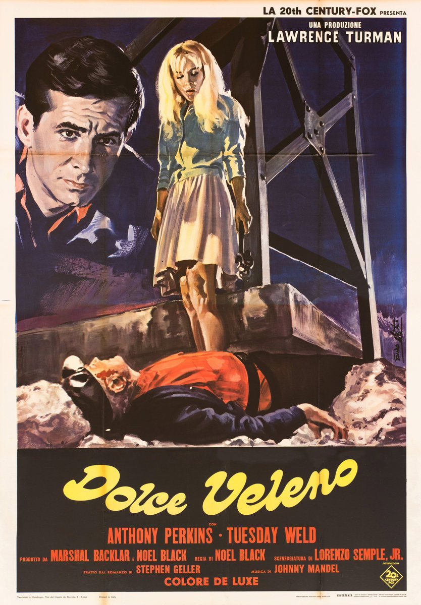Poster 2 for the film Pretty Poison (1968), painted by Lorenzo Nistri (Enzo)