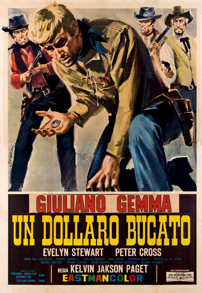 Manifesto 3 per il film Un dollaro bucato (1965), dipinto da Sandro Simeoni (Symeoni)
