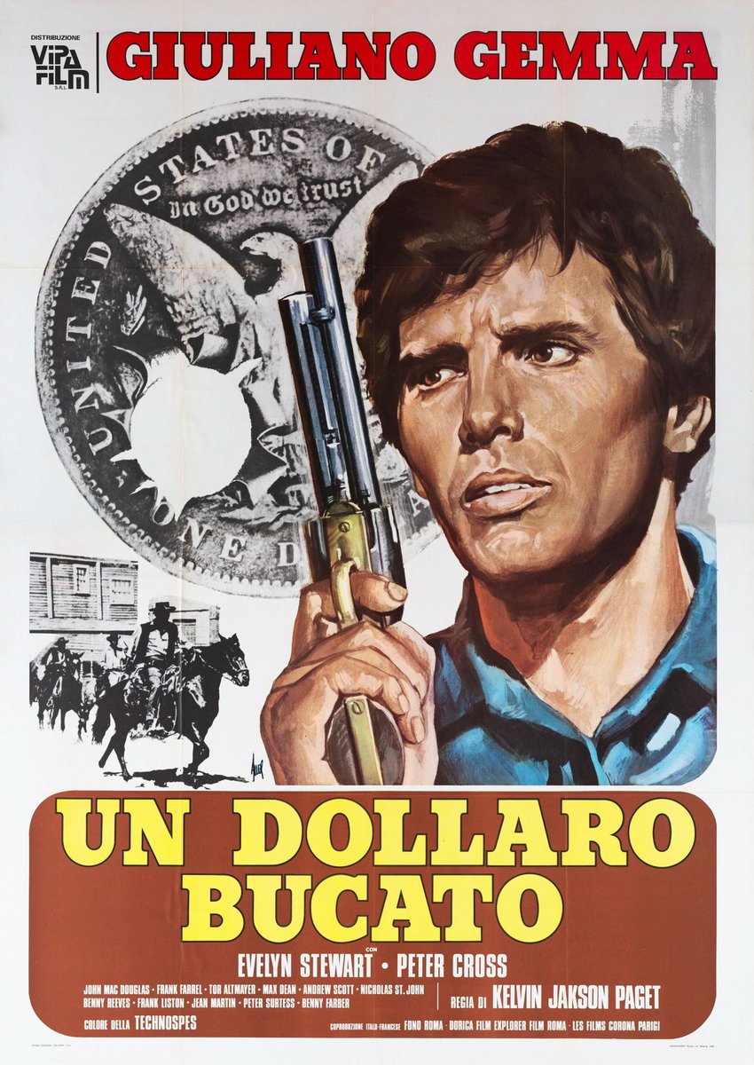 Manifesto 4 per il film Un dollaro bucato (1965), dipinto da Giovanni Alessandri (Aller)