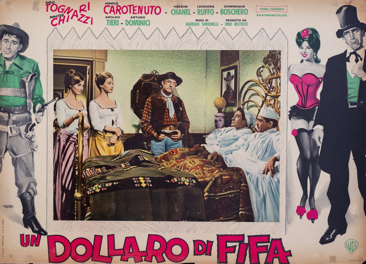 Fotobusta 4 per il film Un dollaro di fifa (1960), dipinto da Giuliano Nistri