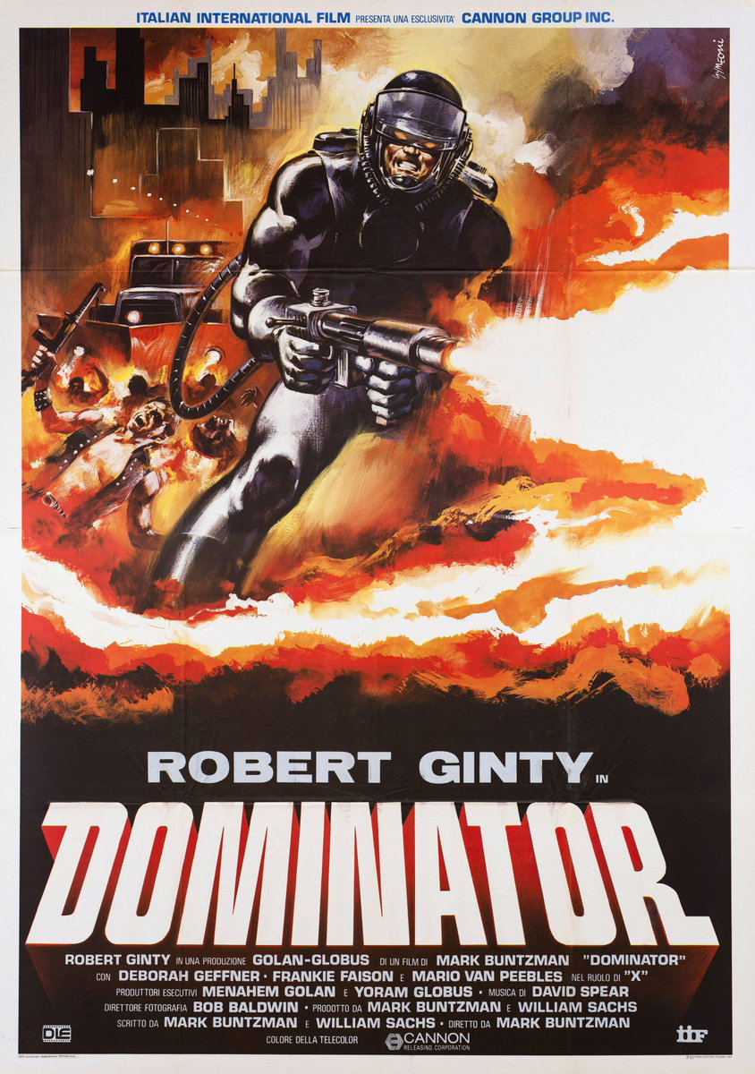 Manifesto 2 per il film Dominator (1984), dipinto da Sandro Simeoni (Symeoni)