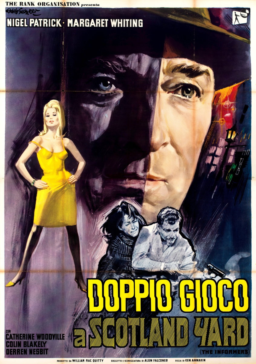 Manifesto 2 per il film Doppio gioco a Scotland Yard (1963), dipinto da Rodolfo Gasparri