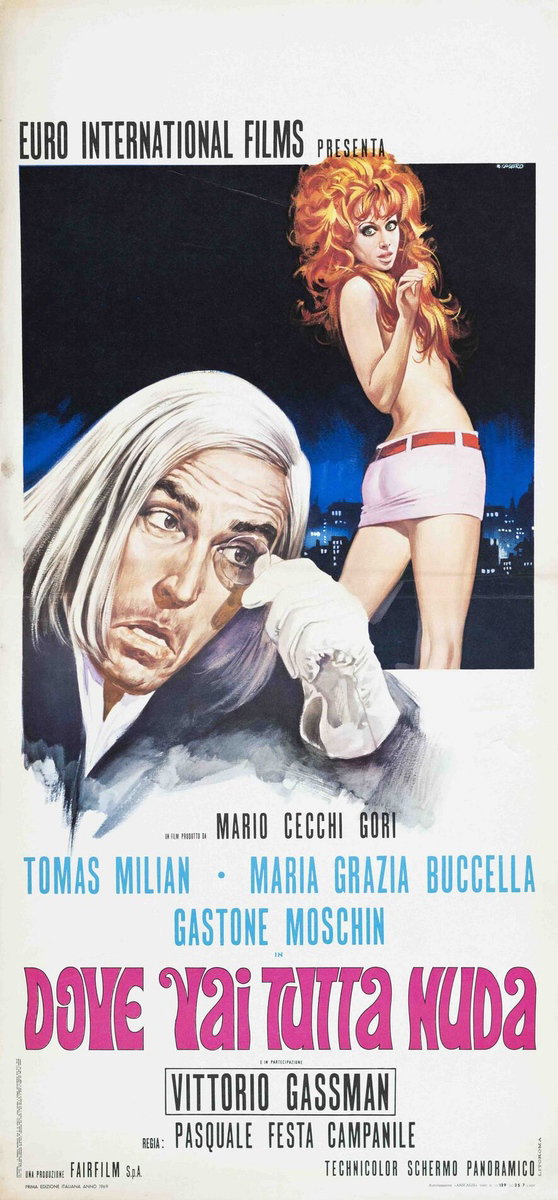 Locandina 2 for the film Where Are You Going All Naked? (1969), painted by Renato Casaro (Renè)