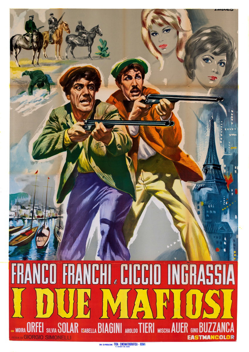 Manifesto 2 per il film I due mafiosi (1964), dipinto da Renato Casaro (Renè)