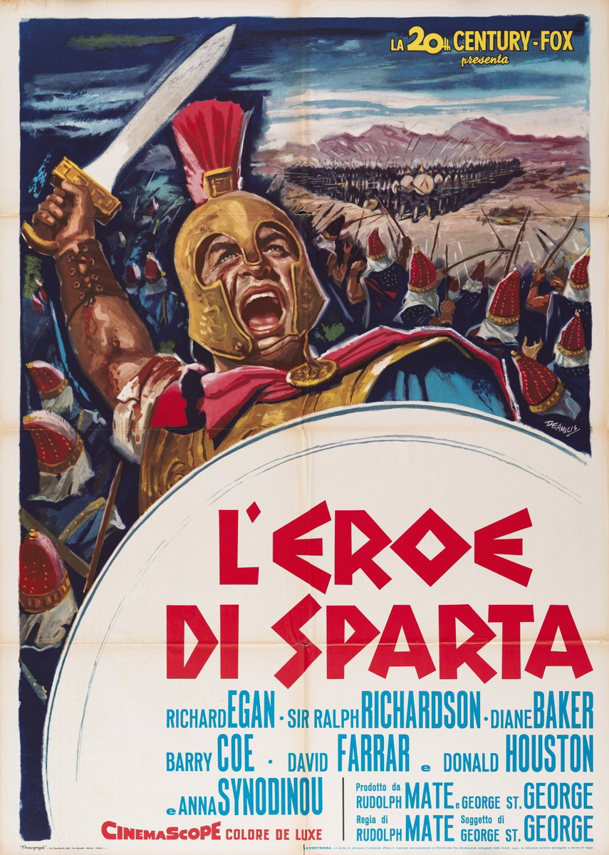 Poster 3 for the film The 300 Spartans (1962), painted by Arnaldo De Amicis (Aldo)