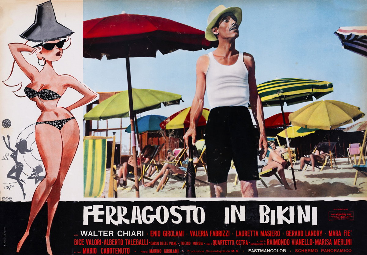 Fotobusta 2 per il film Ferragosto in Bikini (1960), dipinto da Roberto De Seta (Bob)