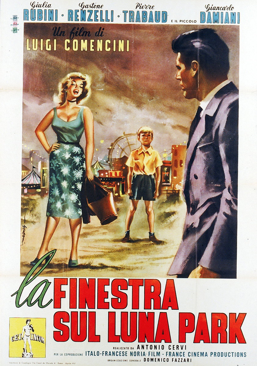 Manifesto 2 per il film La finestra sul Luna Park (1957), dipinto da Sandro Simeoni (Symeoni)