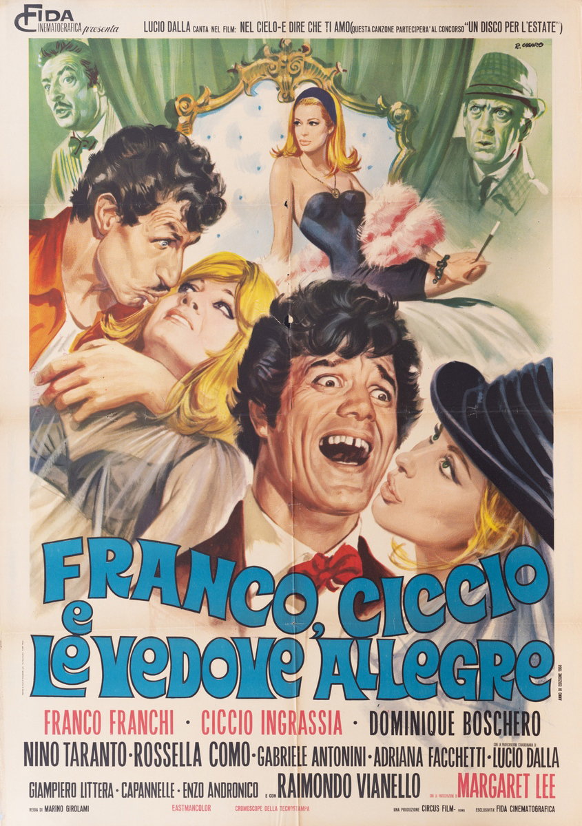 Poster 2 for the film Franco, Ciccio and the Cheerful Widows (1968), painted by Renato Casaro (Renè)